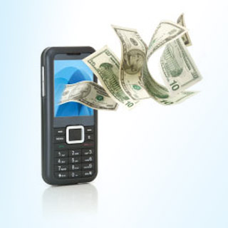 A phone with money coming out