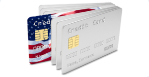 An EMV card with the US flag on it