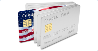 An EMV card with the US flag on it