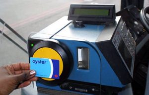 An Oyster Card being used on a Bus in London