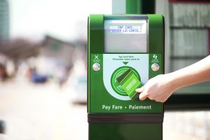 A picture of a contactless payment at a PRESTO POS