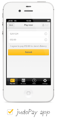 The Judopay app on a mobile phone