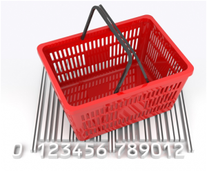 A basket on top of a barcode for Point of Sale transactions