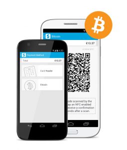 An image of an mPOS accepting Bitcoin