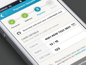 A phone showing a mobile check out screen