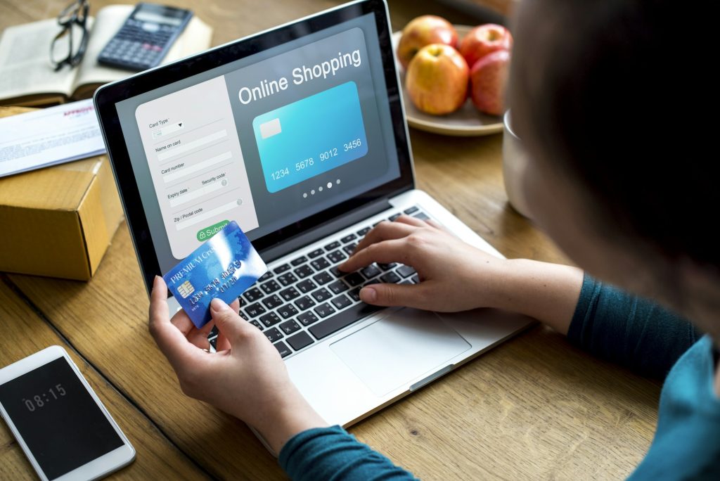 People purchasing goods e-commerce online shopping
