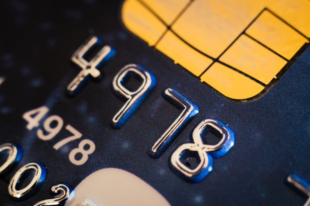 Details of a credit card numbers and chip